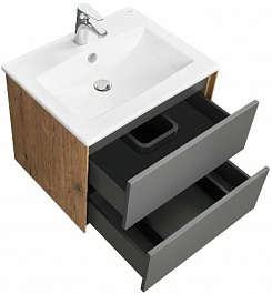 Акватон Мебель для ванной Сохо 60 L графит софт/дуб веллингтон – фотография-3